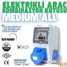Hgsşarj "Medium All" 7,4kW 3X32A + 1X16A Elektrikli Araç Kombinasyon Kutusu Tesla Mavi Adaptöre Uyumlu V i k o/P a n a s o n i c