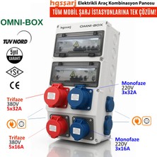 Hgsşarj Omnı-Box Tüm Mobil Şarj İstasyonlarına Uyumlu 22kW 11kW 7,4kW 3,7kW Elektrikli Araç Kombinasyon Kutusu 5X32A + 3X32A + 5X16 + 3X16 + 1X16A