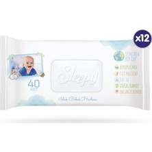 Sleepy Bio Natural Islak Havlu 12 x 40 (480 Yaprak) Cilt Dostu Günlük Kullanım İçin Hassas Temizlik