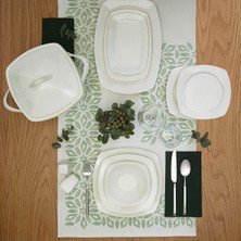 Emsan Begonya 60 Parça 12 Kişilik Beyaz Porselen Yemek Takımı Kare Şekilli