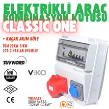 Hgsşarj ''Classic One'' 22kW 5X32A + 1X16A Trifaze Elektrikli Araç Kombinasyon Kutusu Kaçak Akım Röle 5 Yıl Garanti V i k o/P a n a s o n i c