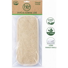 HB Doğal Ürünler Doğal Banyo Lifi Kabak Kesesi Sırtlık Lif Ipli 29CM x 12CM / Havlulu