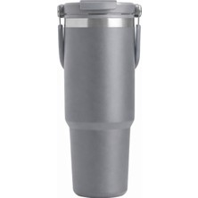 Forzacase 900 ml Paslanmaz Çelik Pipetli ve Kilit Kapaklı Kulplu Termos 6 Saat Sıcak/soğuk - FC1180