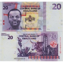 Banknoting Svaziland 20 Emalangeni 2017 Çil.