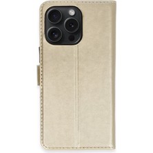 Verto Newface iPhone 15 Pro Max Kılıf Trend S Plus Kapaklı Kılıf - Gold