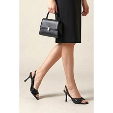 Gökhan Talay Viona Esnek Yumuşak Kaymaz Taban (8 Cm) Siyah Rugan Kadın Topuklu Ayakkabı