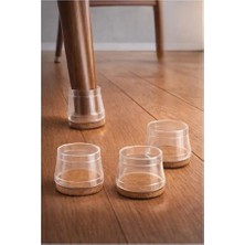 Nirnisa 2.5-3.2 cm Ayaklar Için 4 Lü Keçeli Silikon Masa Sandalye Ayak Pabucu Zemin Koruyucu Keçesi Plastiği