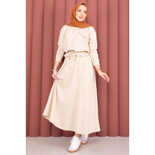 TK Cep Detaylı Crop & Etek İkili Takım Taş