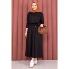 TK Cep Detaylı Crop & Etek İkili Takım Siyah