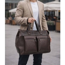 Derise Club Seyahat Çantası Kahverengi Spor Çanta Unisex Kahverengi Suni Deri El Valizi