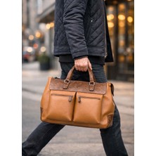 Derise Club Seyahat Çantası Spor Çanta Unisex Taba Suni Deri El Valizi