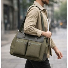 Derise Club Seyahat Çantası Spor Çanta Unisex Haki Kanvas Kumaş  El Valizi