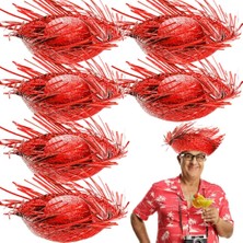 Urfakent Tropikal Parti Kırmızı Hasır Hawaii Şapkası 13X36 cm