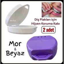 Vulli Gece Diş Plakları Için Saklama Kabı 2 Adet Aparey Protez Diş Kutusu