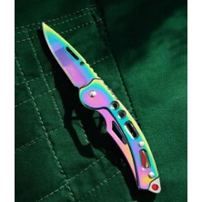 Haki Store Rainbow Paslanmaz Çelik Anahtarlık Çakı Gökkuşağı Renk 15CM