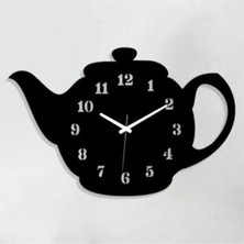 Wooden Factory Demlik Desenli Siyah MDF Saat Oval Şekil Sessiz Mekanizma ile Dekoratif