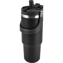 Forzacase 900 ml Paslanmaz Çelik Pipetli ve Kilit Kapaklı Kulplu Termos 6 Saat Sıcak/soğuk - FC1180