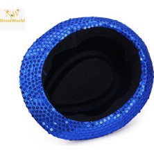 Urfakent Disko Star Mavi Payetli Fötr Şapka Yetişkin Boy