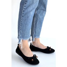 Erbilden Cear Siyah Deri Tozu Süet Babet Ayakkabı