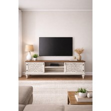 Boz Yapı Dekorasyon Işlemeli %100 Doğalahşap Tv Ünitesi