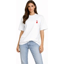 Camblys Unisex Kadın Erkek Iskanbil Logo Ön Baskılı Oversize Kalın Kumaş Bol Kesim Pamuklu T-Shirt
