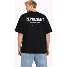 Camblys Unisex Kadın Erkek Represent Sırt Baskılı Oversize Kalın Kumaş Bol Kesim Pamuklu T-Shirt