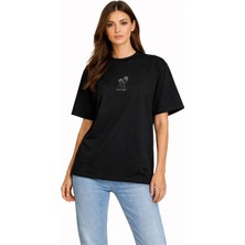 Camblys Unisex Kadın Erkek Movie Night Tasarım Ön Baskılı Oversize Kalın Kumaş Bol Kesim Pamuklu T-Shirt