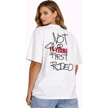 Camblys Unisex Kadın Erkek El Yazılı Not Our Sırt Baskılı Oversize Kalın Kumaş Bol Kesim Pamuklu T-Shirt