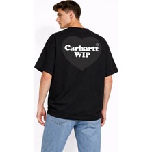 Camblys Unisex Kadın Erkek Carhart Wıp Sırt ve Ön Baskılı Oversize Kalın Kumaş Bol Kesim Pamuklu T-Shirt