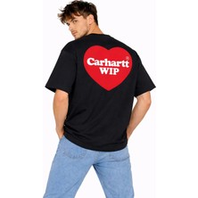 Camblys Unisex Kadın Erkek Carhart Wıp Sırt ve Ön Baskılı Oversize Kalın Kumaş Bol Kesim Pamuklu T-Shirt