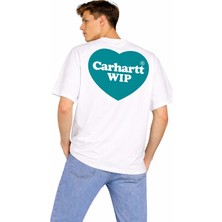 Camblys Unisex Kadın Erkek Carhart Wıp Sırt ve Ön Baskılı Oversize Kalın Kumaş Bol Kesim Pamuklu T-Shirt
