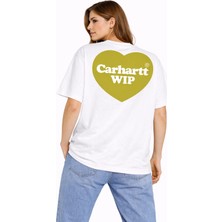 Camblys Unisex Kadın Erkek Carhart Wıp Sırt ve Ön Baskılı Oversize Kalın Kumaş Bol Kesim Pamuklu T-Shirt