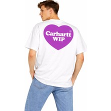 Camblys Unisex Kadın Erkek Carhart Wıp Sırt ve Ön Baskılı Oversize Kalın Kumaş Bol Kesim Pamuklu T-Shirt