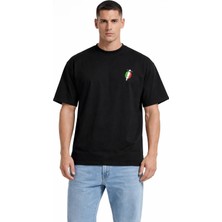 Camblys Unisex Kadın Erkek Motor Tasarım Ön Baskılı Oversize Kalın Kumaş Bol Kesim Pamuklu T-Shirt