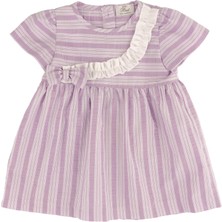 Best Kids Fırfır Detaylı Çizgili Elbise Lila
