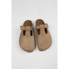 No Miento Merida Kadın Vegan Deri Tokalı Vizon Sabo Terlik