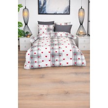 Lila Moon Almira Kalp Desenli Lastikli Çarşaflı Tek Kişilik Nevresim Takımı