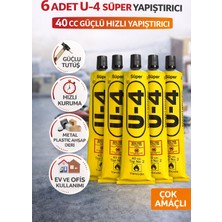 urfakent bilişim ve medya danışmanlık 6 Adet U-4 Süper Yapıştırıcı 40 cc Güçlü Hızlı Yapıştırıcı Çok Amaçlı Metal Plastik Ahşap Deri Yapıştırıcı
