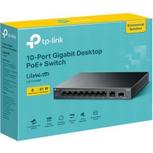 urfakent bilişim ve medya danışmanlık Tp-Lınk LS1210GP 8 Port Gıgabıt + 1XRJ45/1XSFP Uplınk 61W 250 Metre Poe Mesafe Metal Kasa