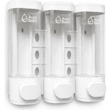 Aura Bath 3’lü Duvara Monte Sabunluk Şampuan Duş Jeli Dispenseri Sızdırmaz Organizer 3X300ML