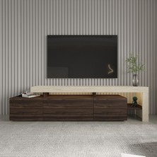 İnarch Dizayn Beliz Modern LED Işıklı 3 Kapaklı, Raflı Tv Sehpası – 192 cm