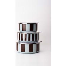 Emaylabxpeppythings Berry Emaye Üçlü Saklama Kabı Seti (Ocaklarda Kullanılabilir)