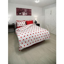 Lila Moon Almira Kalp Desenli Lastikli Çarşaflı Tek Kişilik Nevresim Takımı