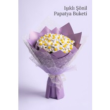 Şönil Işıklı Papatya Buketi - Mor Ambalaj