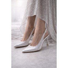 Firibu Nude Taş Detaylı Stiletto Topuklu Kadın Ayakkabı Zarif Premium Şık Slingback Modeli