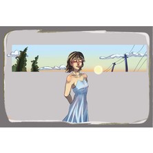 tp Retro Vintage 5 mm Ahşap Üzerine Gün Doğumu Temalı Poster Tablo 20X30 cm