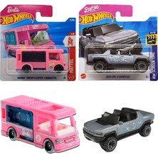 2 Araç Set - Hot Wheels Barbie Dream Camper & Hot Wheels 2024 Gmc Hummer Ev (1/64)
