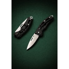 Haki Store Siyah Renk Katlanabilir Paslanmaz Çelik Klipsli Kemere Takılabilir Anahtarlık Çakı