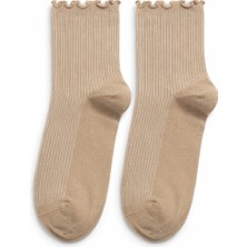 QUALITY WALKING Dikişsiz Pamuk Fırfırlı Kadın Çorap Yumuşak Dokulu Şık Tasarı