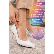 Toyfest 2'li Set Kaydırmaz Silikon Topuklu Ayakkabı Tabanlığı Şeffaf Jel Ped Ön Kaydırmaz Destek